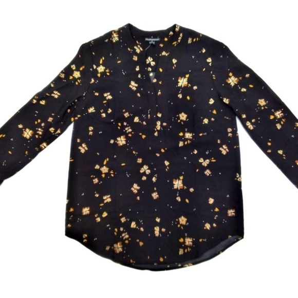 Hilary Radley Women’s Blouse XXL Black Long Sleeve Half Layered Collar - Picture 2 of 3